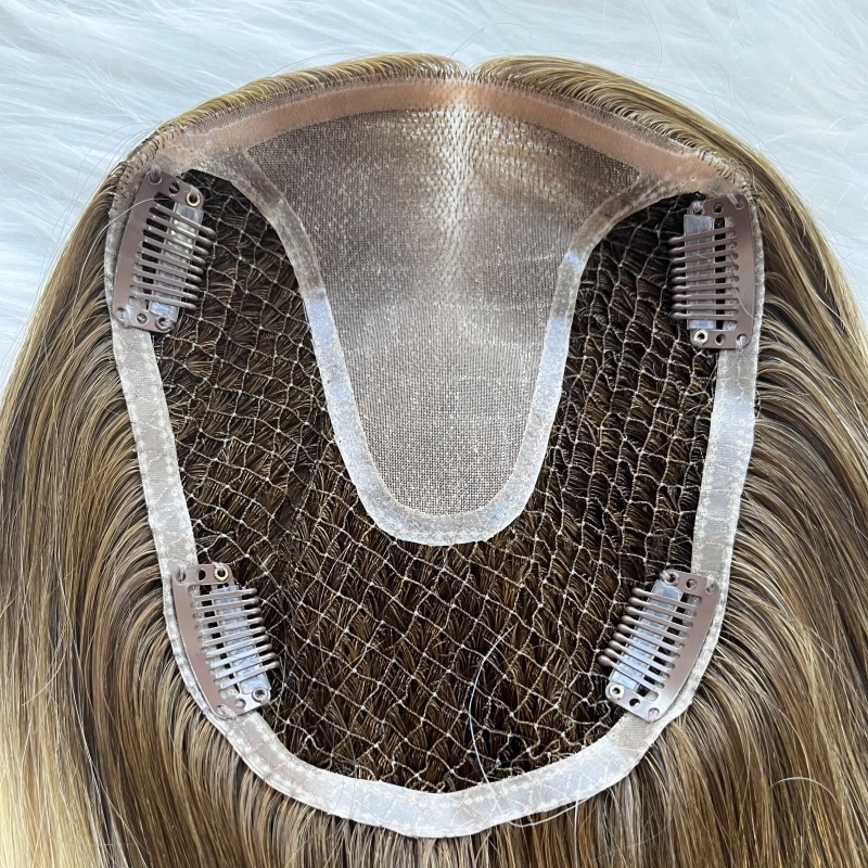 Breathable 5.5*6.5 size fishnet mono topper virgin human hair YR0035